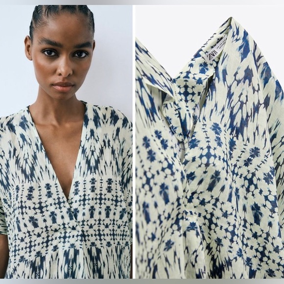 PRINTED RAMIE TUNIC DRESS - Picture 2 of 11